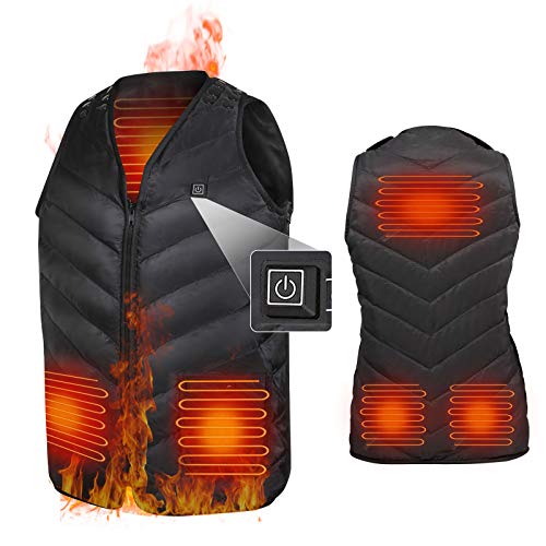 Kacai Chaleco calefactable para hombres y mujeres, USB Chaleco Térmico Eléctrico,3 tipos de ajuste de temperatura, tamaño ajustable y lavable，Chalecos de Invierno Cálidos para Caza,Exteriores, Camping