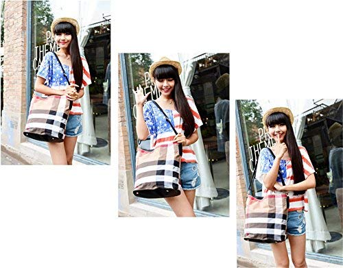 Kaday Wewo Bolso Shopper Mujer Bolso Bandolera Lienzo Bolso Totalizador Bolsos Mujer Con Plaid Bolsos De Mano Viaje Bolso Portatil Grande Bolsos Cruzados Casual Bolso Playa Bolsos Crossbody