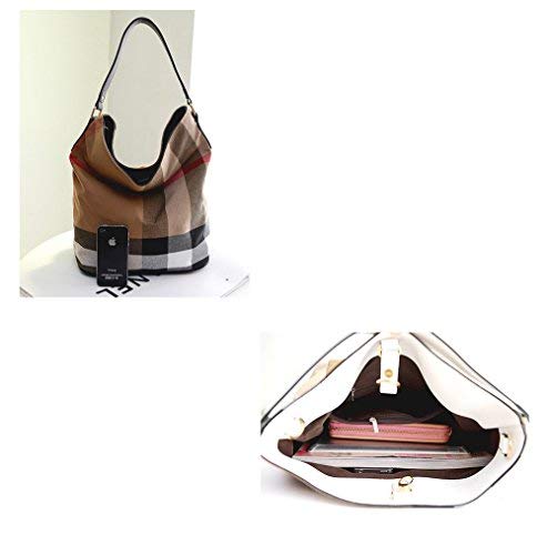 Kaday Wewo Bolso Shopper Mujer Bolso Bandolera Lienzo Bolso Totalizador Bolsos Mujer Con Plaid Bolsos De Mano Viaje Bolso Portatil Grande Bolsos Cruzados Casual Bolso Playa Bolsos Crossbody