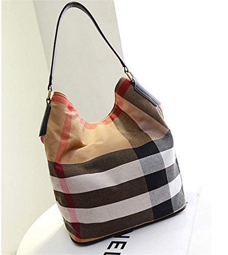 Kaday Wewo Bolso Shopper Mujer Bolso Bandolera Lienzo Bolso Totalizador Bolsos Mujer Con Plaid Bolsos De Mano Viaje Bolso Portatil Grande Bolsos Cruzados Casual Bolso Playa Bolsos Crossbody