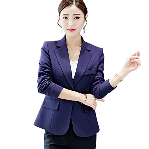 Kaiyei Mujer Otoño Primavera Blazers y Chaquetas Trabajo Oficina Dama Traje Slim Office Blazer Mujer Escudo Azul Marino Oscuro S