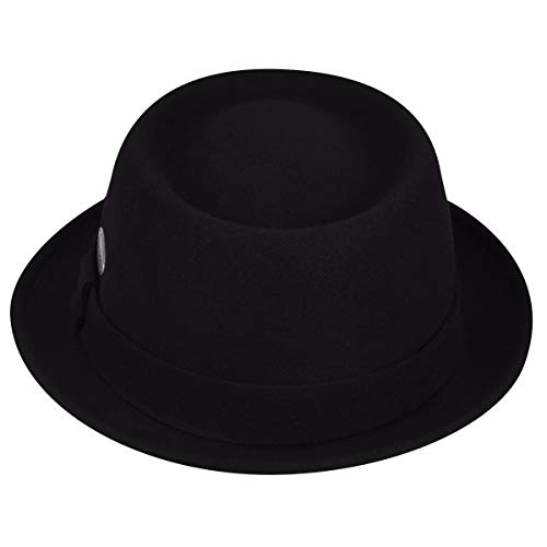 Kangol Litefelt Sombrero Pork Pie, Negro, Talla Inglesa: Large para Hombre