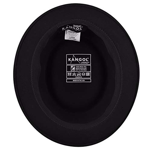 Kangol Litefelt Sombrero Pork Pie, Negro, Talla Inglesa: Large para Hombre