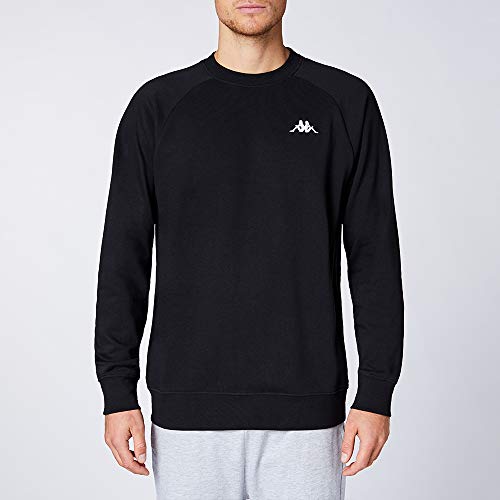 Kappa Vauke - Sudadera unisex de algodón, básica para deporte y ocio, sudadera para mujeres y hombres, en los colores azul, gris, negro y tallas S, M, L, XL, XXL y XXXL 19-4006 Caviar L