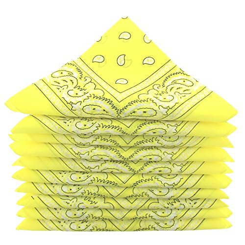 KARL LOVEN Lote de 20 bandanas 100% Algodon Paisley Panuelo Cabeza Cuello Bufanda (Juego de 20, Amarillo)