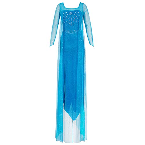 Katara 1768 - Vestido de Princesa Elsa Reina de Hielo - Vestido Elegante, Disfraz de Carnaval, Mujeres, Azul, S