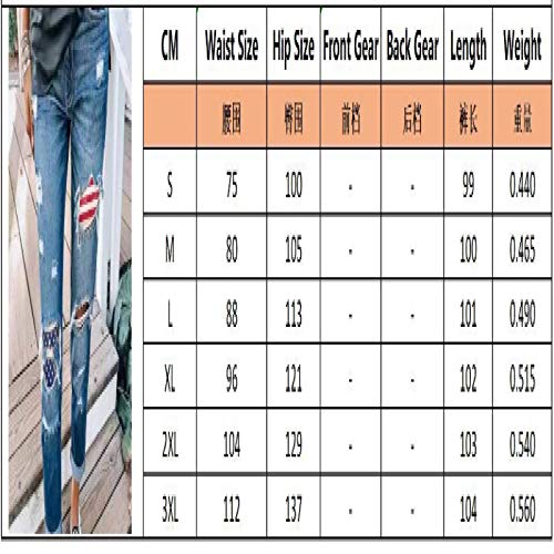 Katenyl Pantalones Vaqueros de Mujer Otoño e Invierno Cintura Media Estampado Elegante Clásico Holgado Agujero Pantalones Casuales Rectos XX-Large