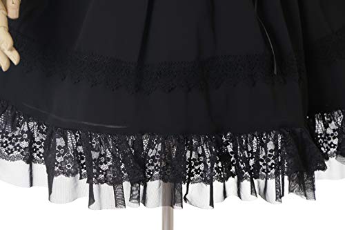 Kawaii-Story JL-673 Vestido negro victoriano gasa encaje clásico gótico Lolita disfraz cosplay (L)
