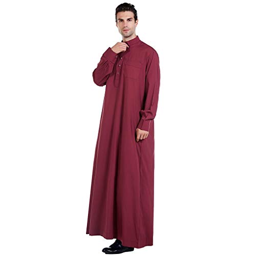 Keeards- Thobe con manga larga árabe musulmana, calf-length, hombre, musulmana, vestido de manga larga étnico, kaftán en el Oriente Medio Thobe Verano Largo Alto Du Vin XL
