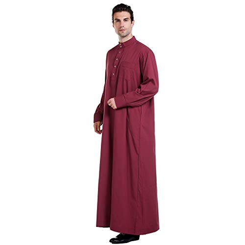 Keeards- Thobe con manga larga árabe musulmana, calf-length, hombre, musulmana, vestido de manga larga étnico, kaftán en el Oriente Medio Thobe Verano Largo Alto Du Vin XL