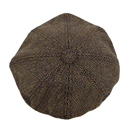 KeepSa Newsboy Casquillo Plano Sombreros Baker Boy Gorras - 8 Panel Peaky Herringbone Tweed Gatsby Hat Ivy Irish Cap para Hombres y Mujeres, Ajuste 56~61cm