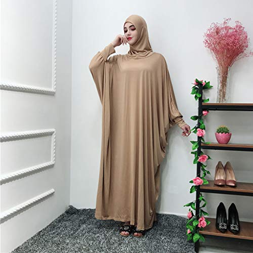 KEERADS- Ramadan Musulman - Vestido largo de manga larga con cuello redondo, sin mangas, talla dorado Talla única
