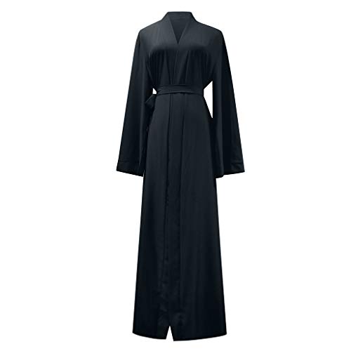 KEERADS- - Vestido para mujer, elegante, de verano, musulmana, estampado islámico, multicolor Negro L