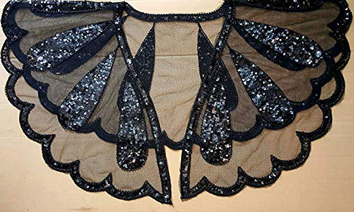 Keland - Camisa de mujer con lentejuelas brillantes para noche, chal de noche, camisa, bufanda, fiesta de boda Negro A-negro Taille unique