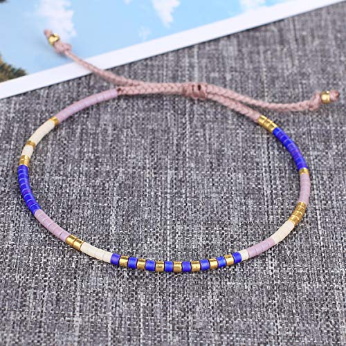 KELITCH Nuevo Miyuki Cristal Mezclado Pulsera Mano Pulseras Tejidas Para La Amistad Para Chicas Adolescentes (Púrpura)