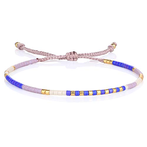 KELITCH Nuevo Miyuki Cristal Mezclado Pulsera Mano Pulseras Tejidas Para La Amistad Para Chicas Adolescentes (Púrpura)