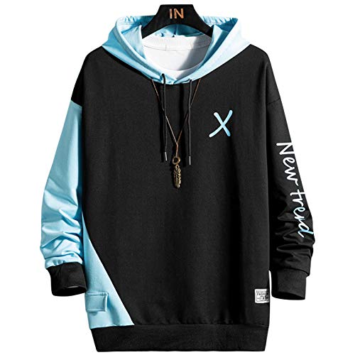 KENAIJING Sudadera Hombre, Hombre Sudadera con Capucha de Manga Larga Sudadera (Negro, 3XL)