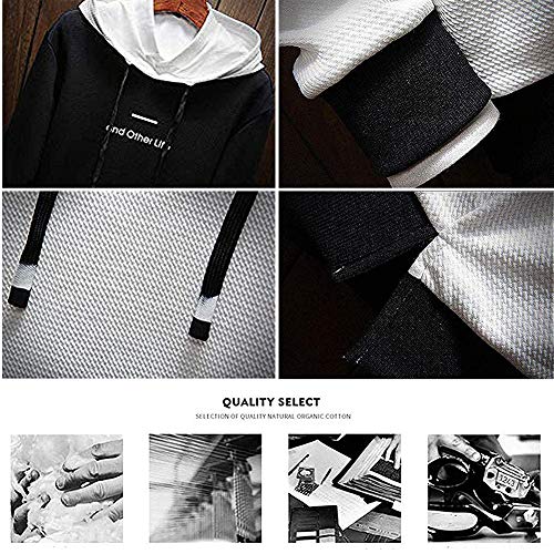 KENAIJING Sudadera Hombre, Pull-Over Sudadera con Capucha de Manga Larga (Negro, XL)