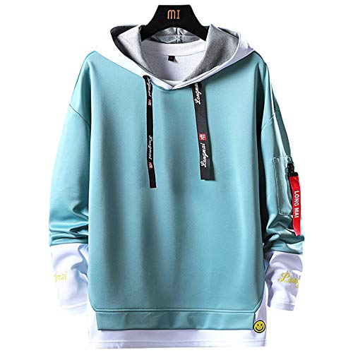 KENAIJING Sudadera para Hombre, Top Casual con Estampado de Capucha para Hombre (Azul Claro, L)