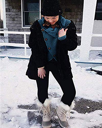 kenoce Jersey Mujer Jersey de Cuello Alto Mujer Jersey Grueso Pullover Jersey Jersey Dobladillo Asimétrico D-Azul 2XL