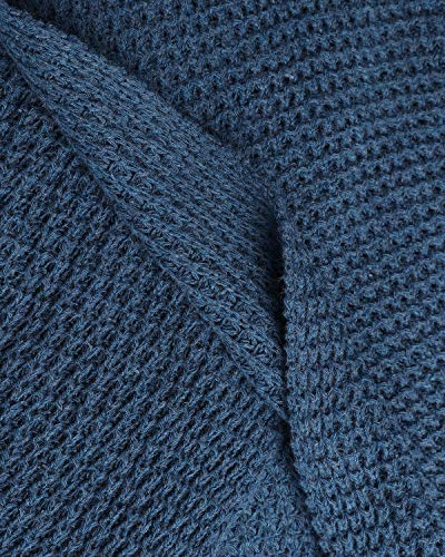 kenoce Jersey Mujer Jersey de Cuello Alto Mujer Jersey Grueso Pullover Jersey Jersey Dobladillo Asimétrico D-Azul 2XL