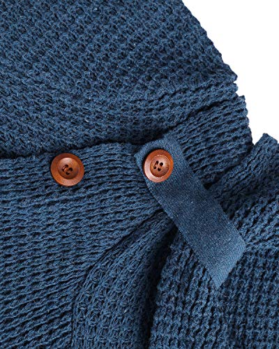 kenoce Jersey Mujer Jersey de Cuello Alto Mujer Jersey Grueso Pullover Jersey Jersey Dobladillo Asimétrico D-Azul 2XL