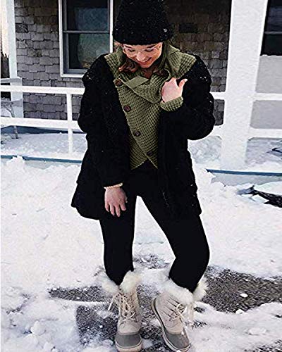 kenoce Jersey Mujer Jersey de Cuello Alto Mujer Jersey Grueso Pullover Jersey Jersey Dobladillo Asimétrico D-Verde Militar M