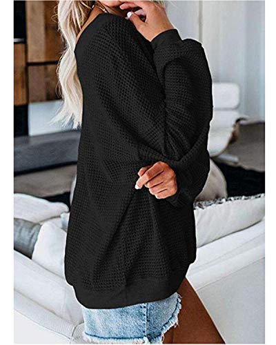 kenoce Jersey Mujer Otoño Suéter Fuera del Hombro Oversize Ancho Tejer Sueter Oversize Pullover Mujer Manga Larga Casual Suelto Blusa G-Nergo S
