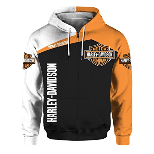 Kex Story Cárdigan con Cremallera 3D Sudadera con Capucha con Estampado Digital De H.a.r.l.e.y D.a.v.i.d.s.o.n (1,L)