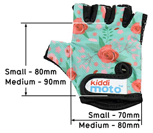KIDDIMOTO Guantes de Ciclismo sin Dedos para Infantil (niñas y niños) - Bicicleta, MTB, BMX, Carretera, Montaña - Floral - Talla: M (5-8 años)