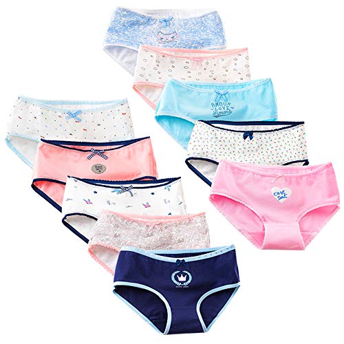 Kidear Ropa Interior de algodón para niñas Paquete de 10 Bragas Bragas de Hipster de Chica de Mediana/Baja Altura (XXL (CN)-ES(42), Estilo2)