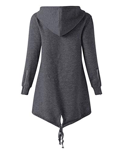Kidsform Sudadera con Capucha para Mujer Sudadera con Capucha de Otoño Invierno Sudadera con Bolsillo Hoodie Cárdigans Mujer F-Gris Oscuro M