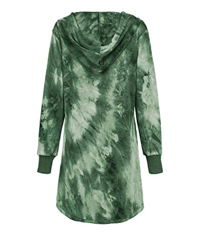 Kidsform Sudadera con Capucha para Mujer Sudadera con Capucha de Otoño Invierno Sudadera con Bolsillo Hoodie Cárdigans Mujer Sudadera Larga Mujer F-i Verde XL