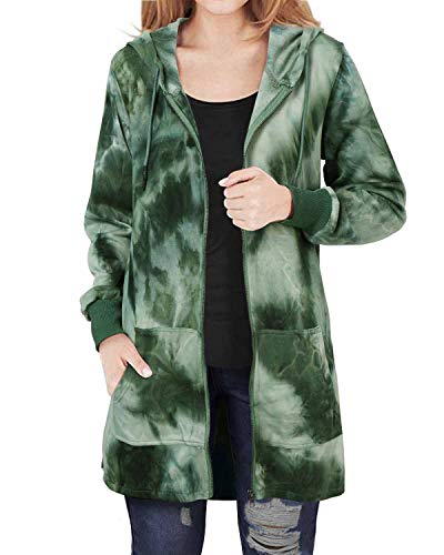 Kidsform Sudadera con Capucha para Mujer Sudadera con Capucha de Otoño Invierno Sudadera con Bolsillo Hoodie Cárdigans Mujer Sudadera Larga Mujer F-i Verde XL