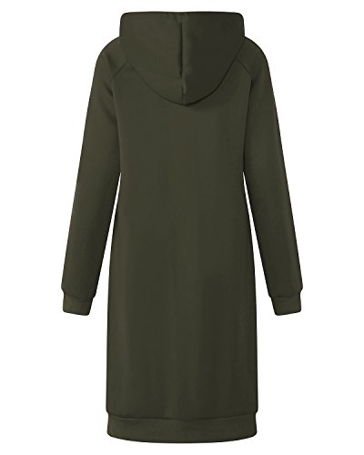 Kidsform Sudadera con Capucha para Mujer Sudadera con Capucha de Otoño Sudadera con Bolsillo Hoodie Color sólido Hoodie Sudadera Larga H-Verde Militar XL