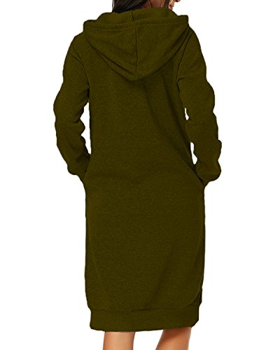 Kidsform Sudadera con Capucha para Mujer Sudadera con Capucha de Otoño Sudadera con Bolsillo Hoodie Color sólido Hoodie Sudadera Larga H-Verde Militar XL