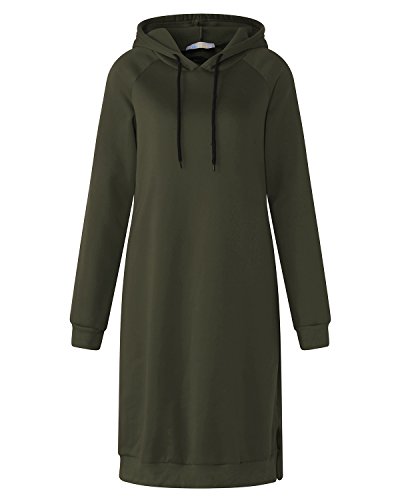Kidsform Sudadera con Capucha para Mujer Sudadera con Capucha de Otoño Sudadera con Bolsillo Hoodie Color sólido Hoodie Sudadera Larga H-Verde Militar XL