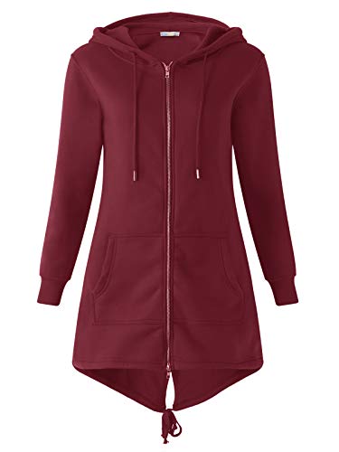 Kidsform Sudadera con Capucha para Mujer Sudadera con Capucha de Otoño Sudadera con Bolsillo Hoodie E-Vino Tinto L