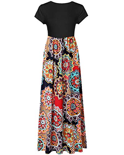Kidsform Vestidos Mujer Verano Manga Corta Cuello Redondo Vestidos Largos Verano Casual Floral Vestido Elegante D-caleidoscopio 2XL