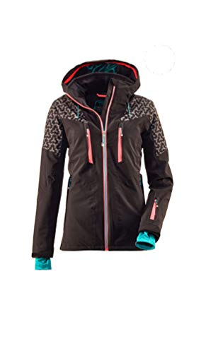 Killtec Chaqueta funcional Savognin Wmn Ski Jckt B para mujer con capucha desmontable y paranieves., Mujer, Chaqueta funcional con capucha desmontable y paranieves., 36128-000, Negro , 46