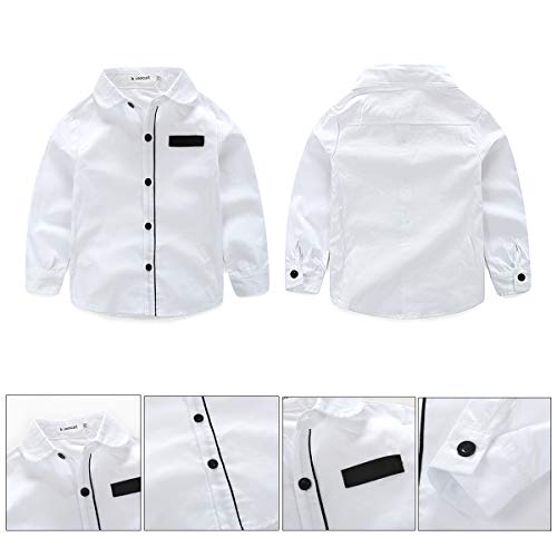 Kimocat - Traje Formal de Algodón para Bebé Niño Elegante con Cintura Elástica Conjunto de Boda Fiesta Ceremonia Bautizo con Flor de Pecho - Azul - 2-3 Años