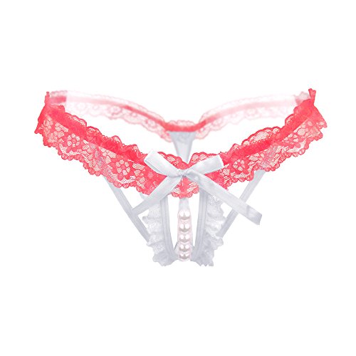 KIMODO Las Perlas Huecas Sexy Mujer Perla Hueco Tanga para Mujer de Encaje Sexy Tanga Bragas íntimos Ropa Interior Ropa Interior