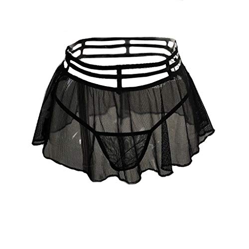 KIMODO Moda Mujer Sexy Malla Ropa de Dormir lencería Mini Falda con Ropa Interior Tanga Lencería Mujer Erótica Vestido