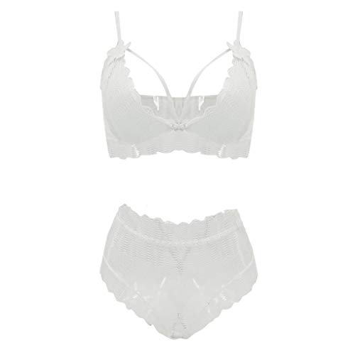 KIMODO Mujeres Sexy de Encaje Top Sheer Unpadded Sujetador Blanco Bowknot Lencería Sujetador Conjunto de Vendaje Conjunto de Ropa de Dormir S-2XL