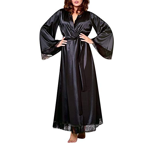 KIMODO Vestido de Bata Lencería Mujer Erótica Vestido de Seda Largo Atractivo de Kimono de Las Mujeres Bata de baño Babydoll Lencería camisón