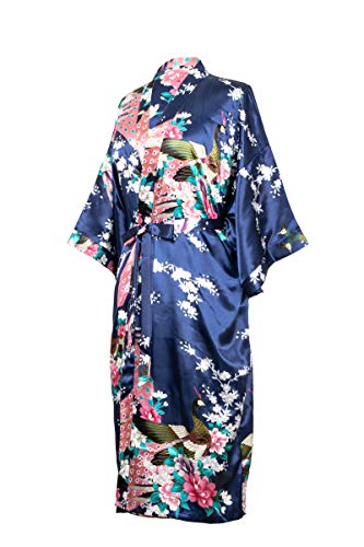 Kimono de CC Collections 16 Colores Shipping Bata de Vestir túnica lencería Ropa de Noche Prenda Despedida de Soltera (Azul Marino)
