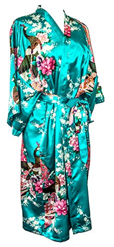 Kimono de CC Collections 16 Colores Shipping Bata de Vestir túnica lencería Ropa de Noche Prenda Despedida de Soltera (Azul Turquesa)