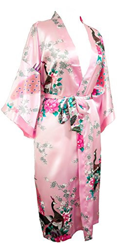 Kimono de CC Collections 16 Colores Shipping Bata de Vestir túnica lencería Ropa de Noche Prenda Despedida de Soltera (Rosa)