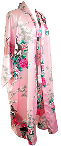 Kimono de CC Collections 16 Colores Shipping Bata de Vestir túnica lencería Ropa de Noche Prenda Despedida de Soltera (Rosa)