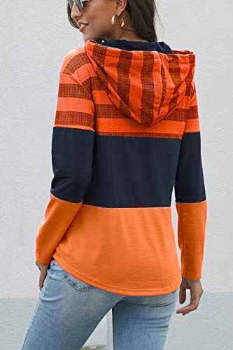 KINGFEN Sudadera con capucha para mujer de manga larga naranja Small